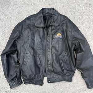 Disneyland California Adventure Black Leather Bomber Jacket size small